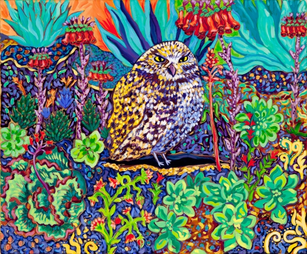 Succulent Burrowing Owl by Cathy Carey