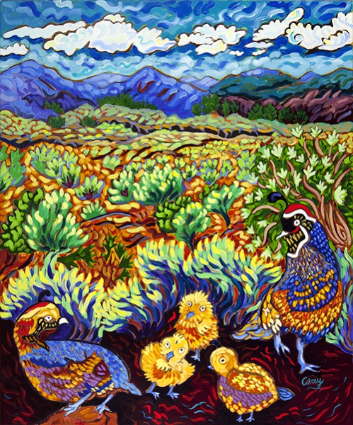 Covey of Gamblin' Quail by Cathy Carey