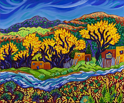 Village by the River by Cathy Carey