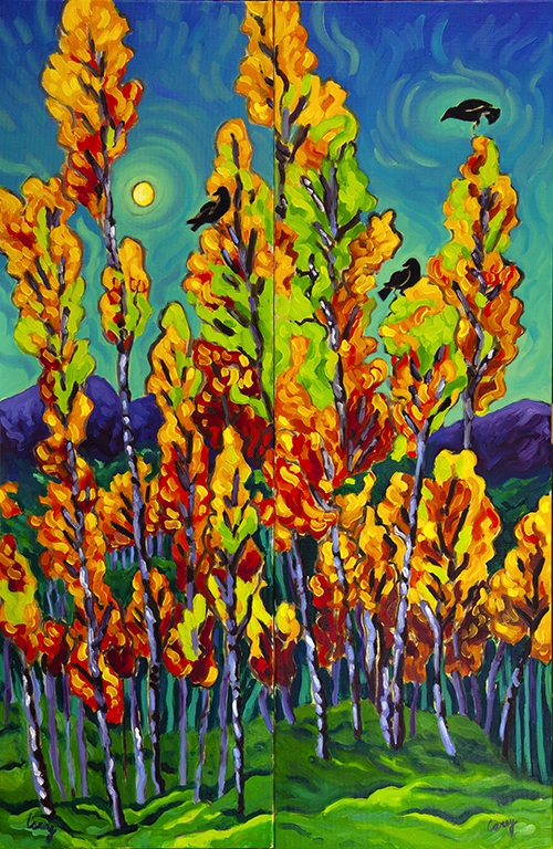 Harvest Moon Aspens right by Cathy Carey