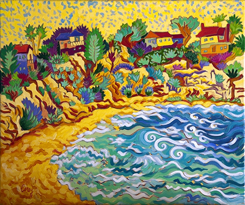 Beach Houses on the Bluff by Cathy Carey