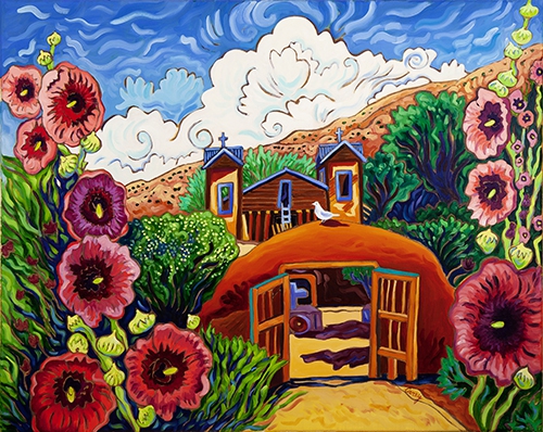Click here to view Peaceful Summer Hollyhocks by Cathy Carey