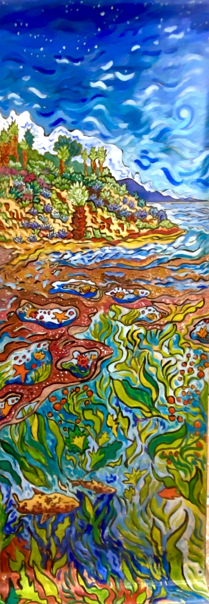 Moonset Over tide Pools by Cathy Carey